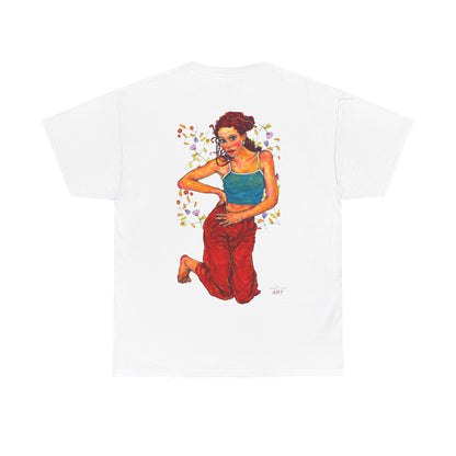 Unisex Heavy Cotton Tee - Motiv: Front, Lea, Ranken, H 13cm & Rückseite, Lea, Ranken, H 40,45 cm, Neck Label