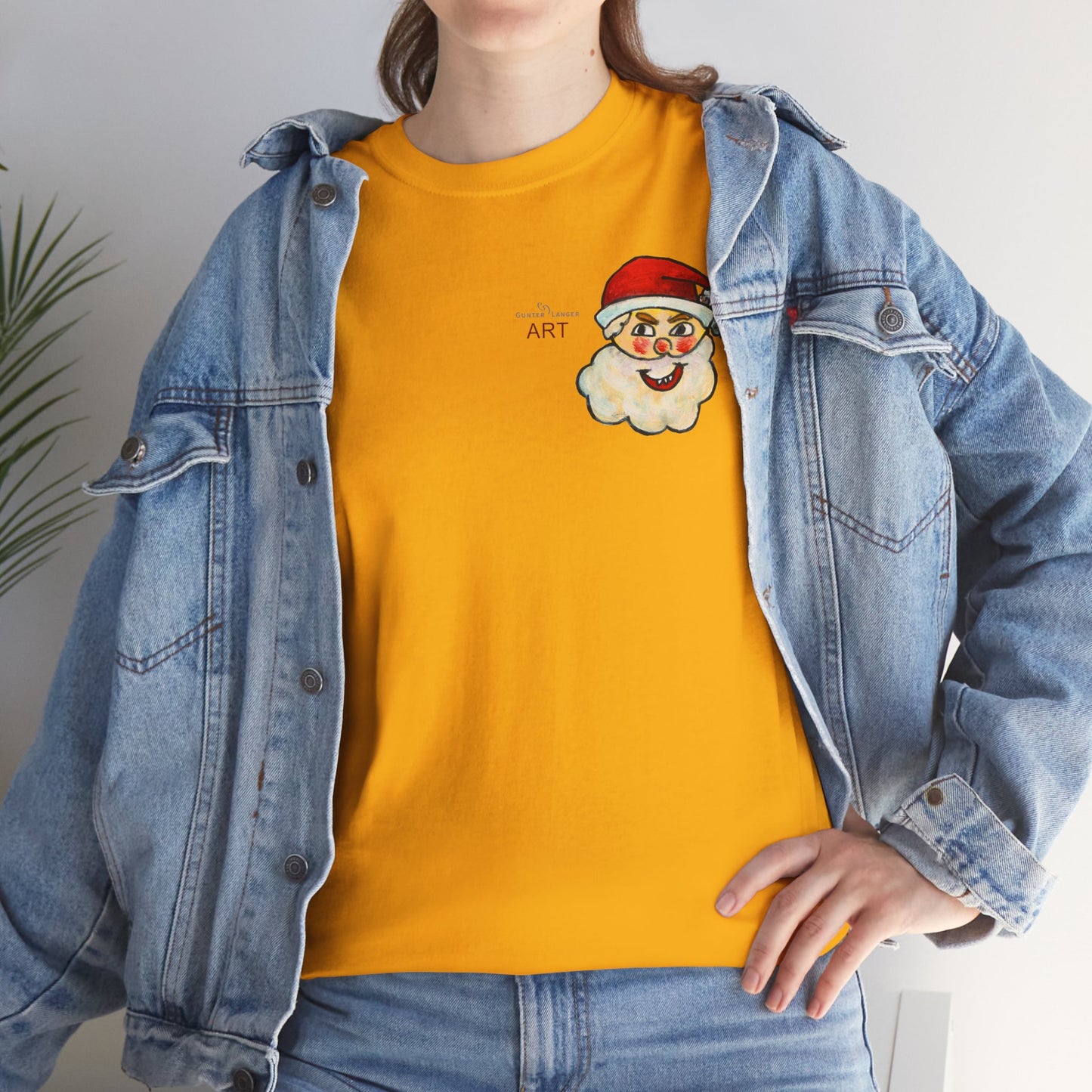 Unisex Heavy Cotton Tee - Motiv: Weihnachtsmann, H 13 cm
