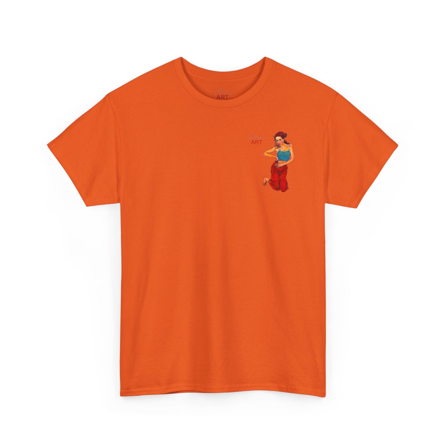 Unisex Heavy Cotton Tee - Motiv: Front, Lea, H 13cm & Rückseite, Lea A02, Ranken, 40 cm, Neck Label