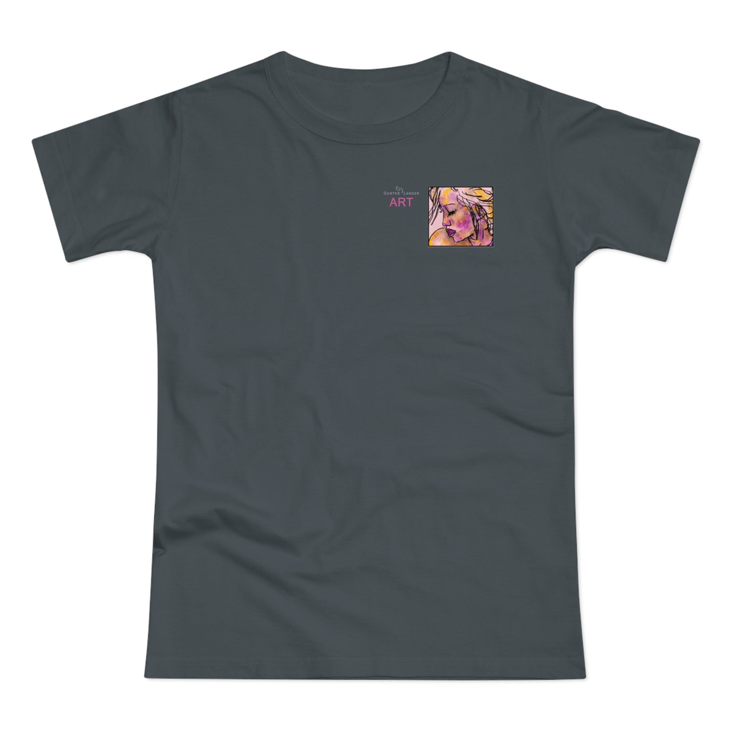 Single Jersey Women's T-shirt- dunkel - Motiv: Lilli, Ausschnitt, H 6,5 cm