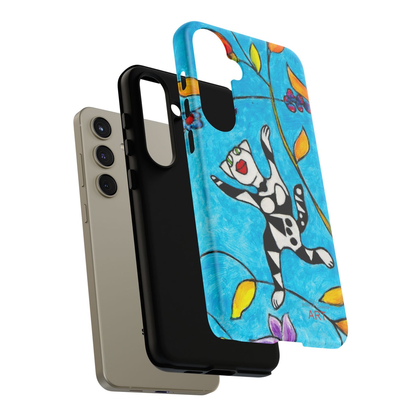 Tough Cases - Google Pixel - Samsung Galaxy - Motiv: Karierte Katze hüpft