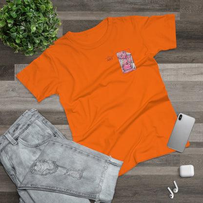 Single Jersey Women's T-shirt - hell - Motiv: Zuflucht, Ausschnitt, H 10 cm