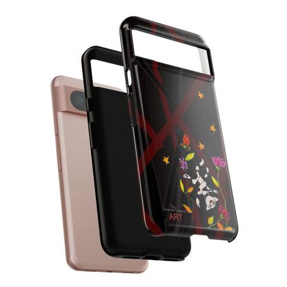 Tough Cases - Google Pixel - Samsung Galaxy - Motiv: Katze schwebt und Ranken, H 7,73 cm, Mikado3