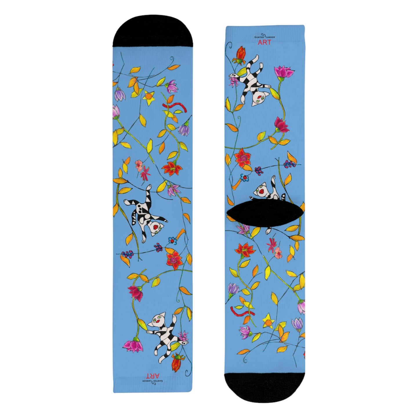 Sublimation Crew Socks (EU) - Motiv: Katzen und Ranken