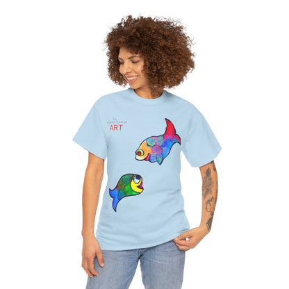 Unisex Heavy Cotton Tee - Motiv: Front Zwei Fische zueinander