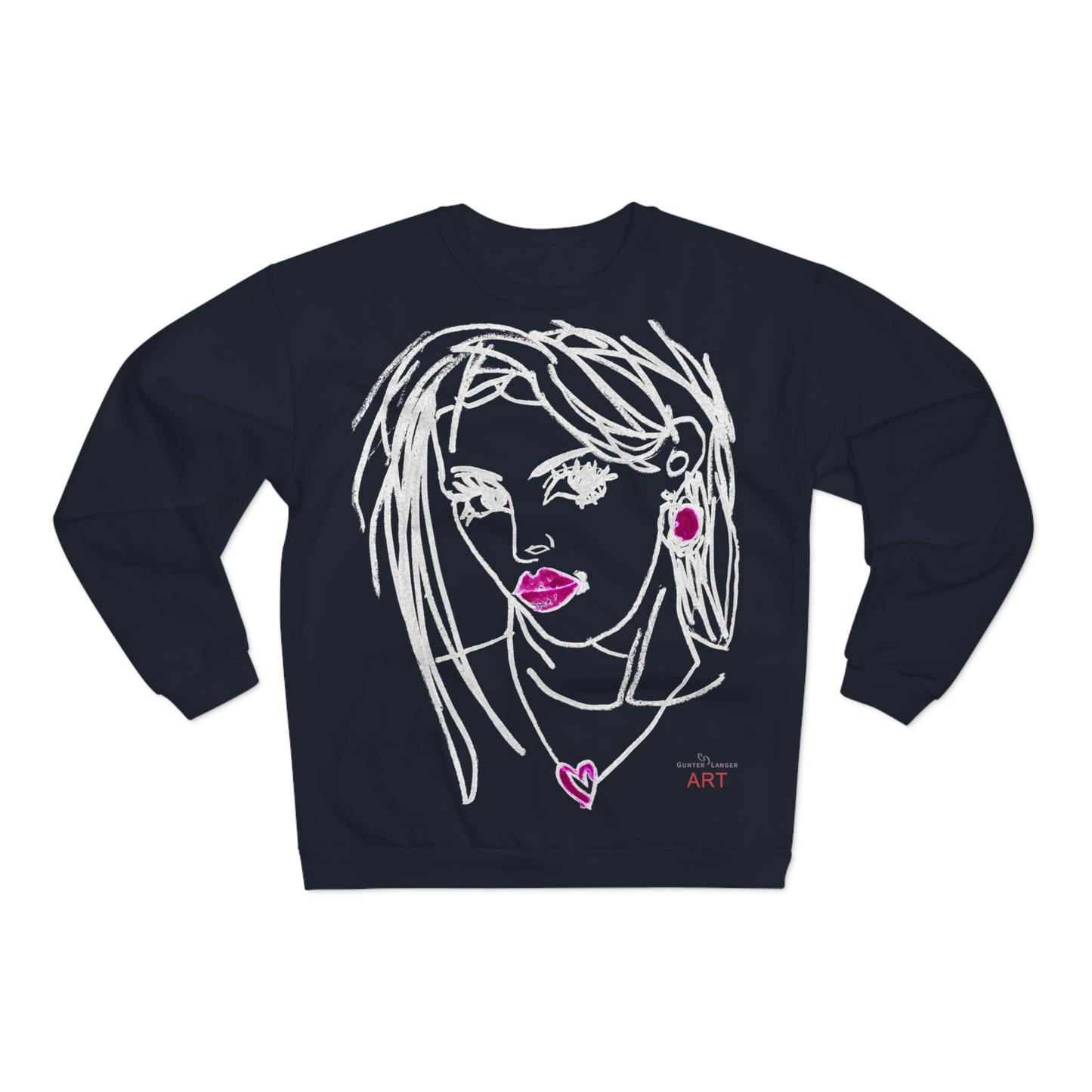 Unisex Crew Neck Sweatshirt (EU) - Motiv: Front Raja, H 49 cm & Rückseite Raja, H 49 cm (weiß)