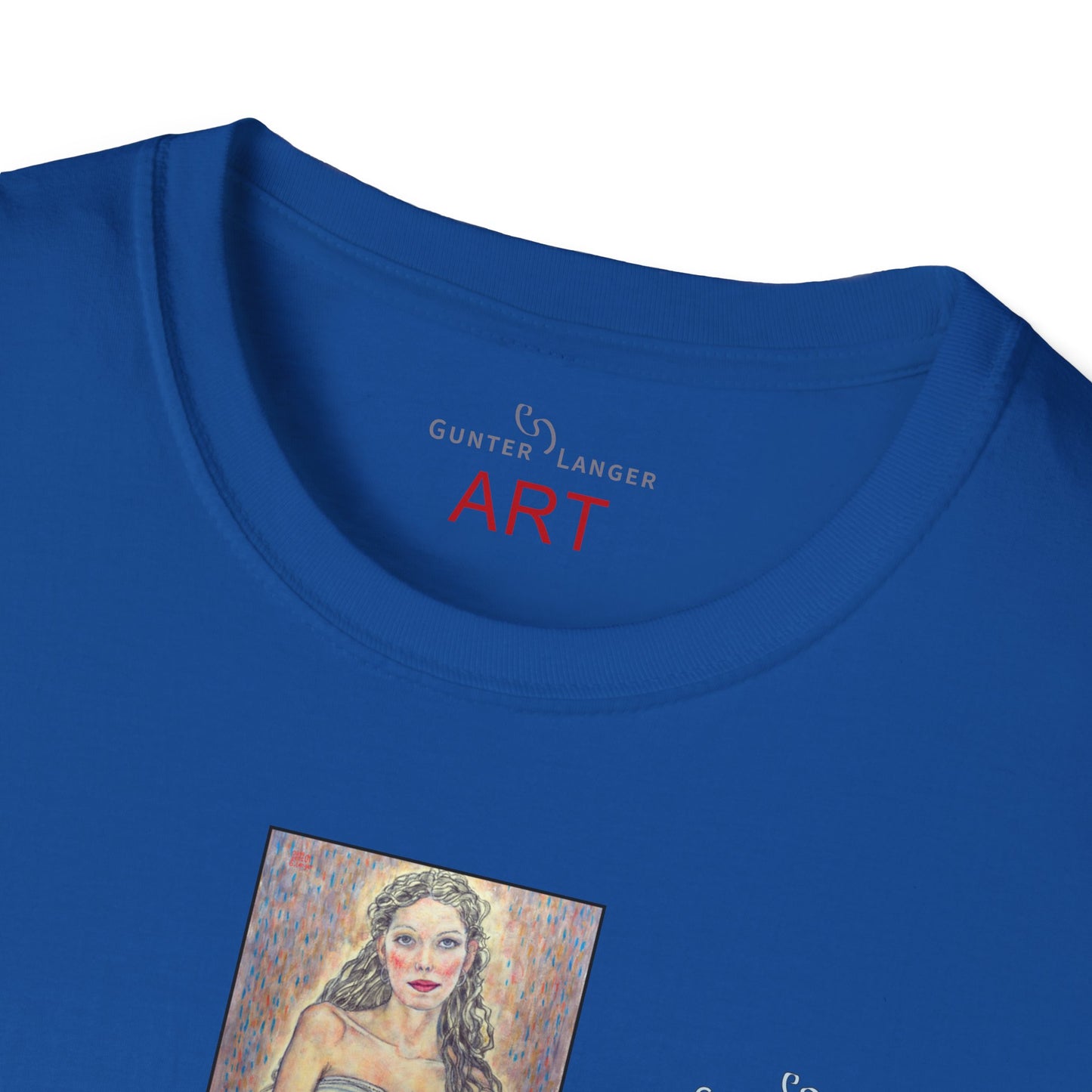 Unisex Softstyle T-Shirt - Motiv: Front Marie, H25 cm & Rückseite Marie, H 49 cm, Neck Label