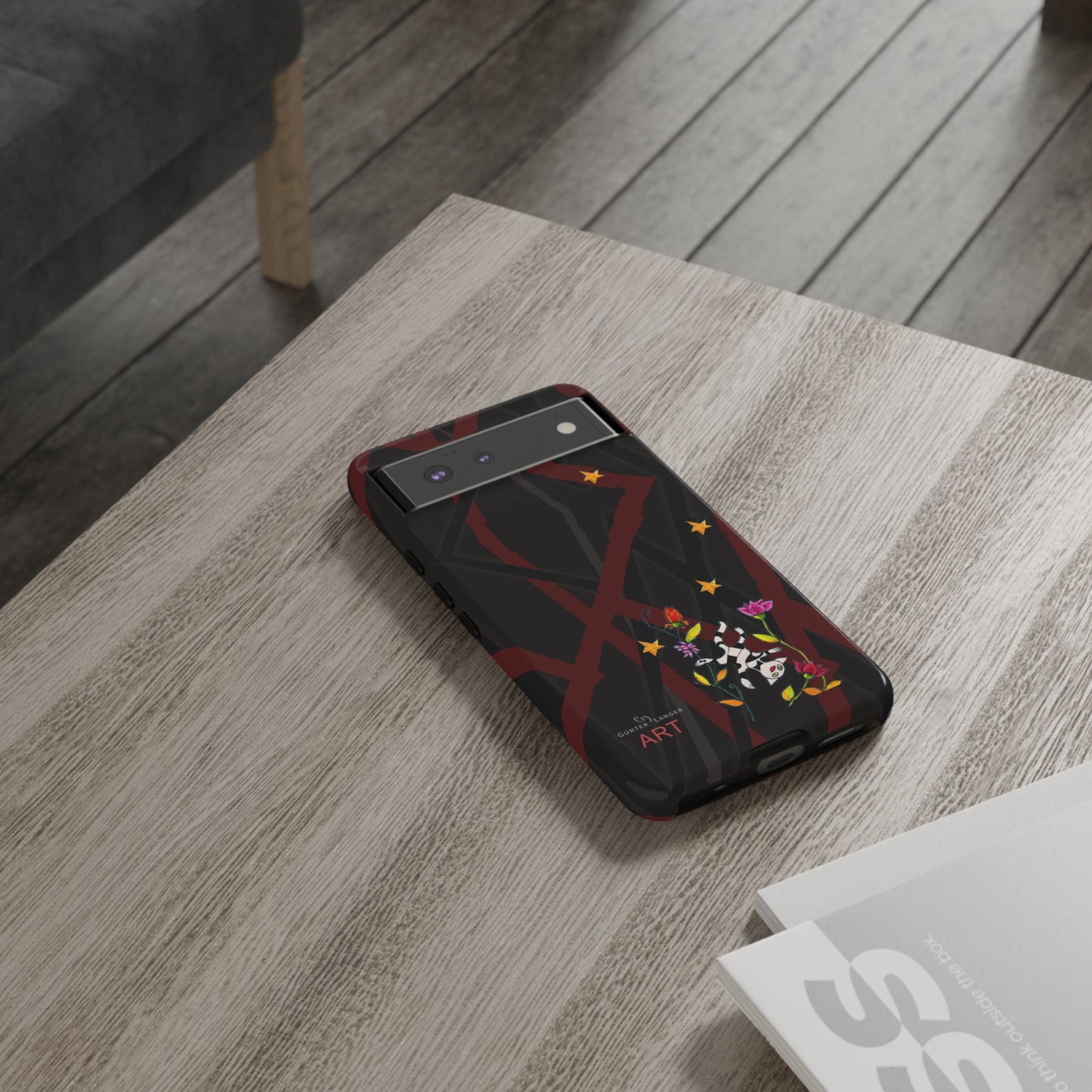 Tough Cases - Google Pixel - Samsung Galaxy - Motiv: Katze schwebt und Ranken, H 5,26 cm, Mikado3