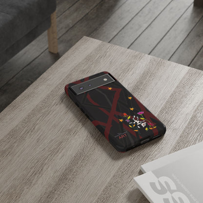 Tough Cases - Google Pixel - Samsung Galaxy - Motiv: Katze schwebt und Ranken, H 5,26 cm, Mikado3