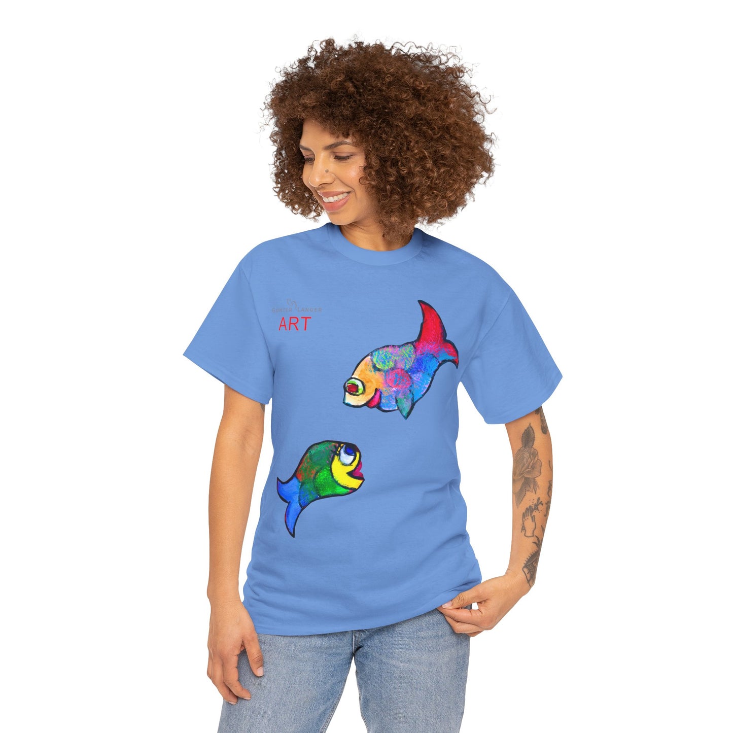 Unisex Heavy Cotton Tee - Motiv: Front Zwei Fische zueinander