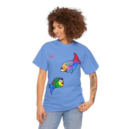Unisex Heavy Cotton Tee - Motiv: Front Zwei Fische zueinander