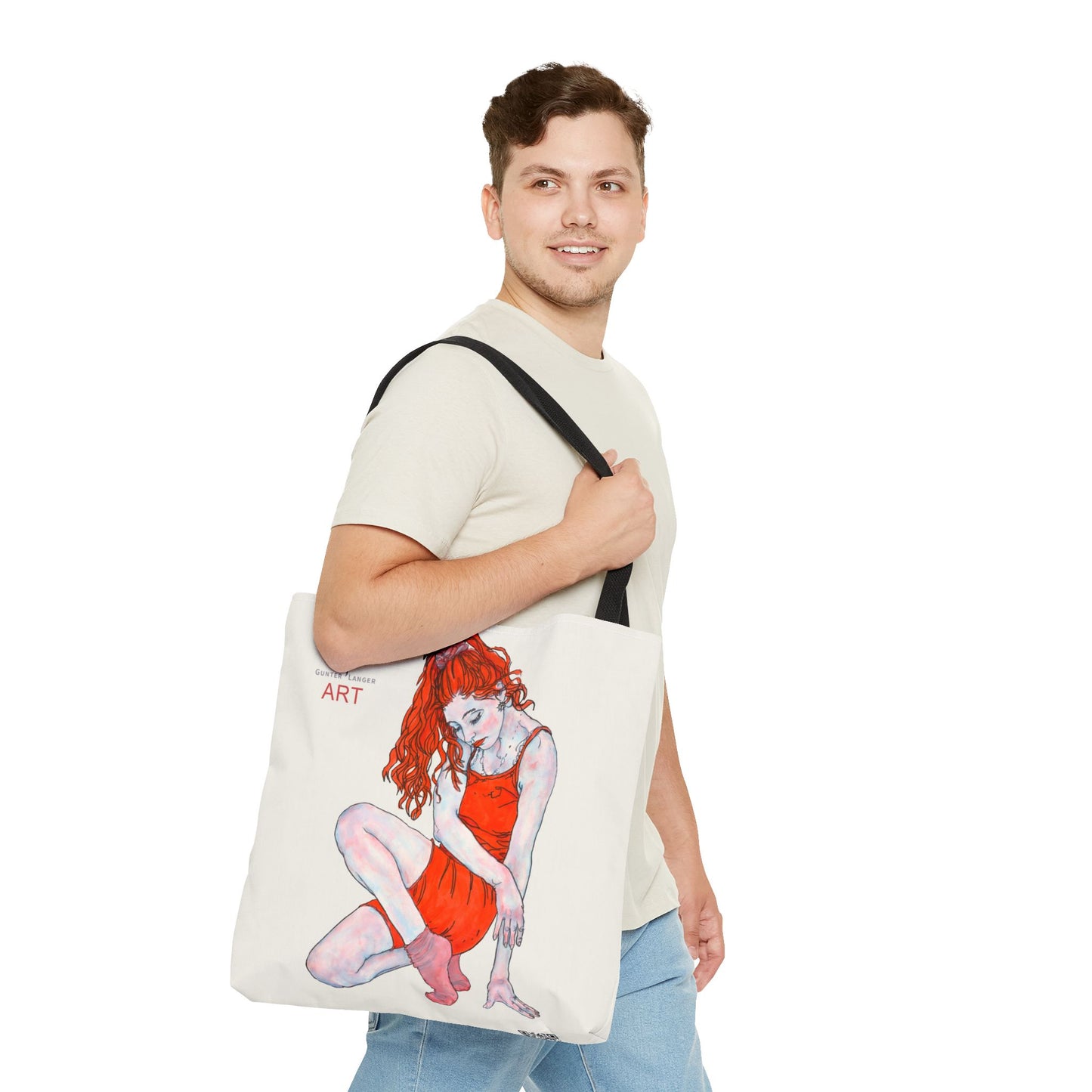 Tote Bag (AOP) - Motiv: Front Julia & Rückseite Julia 41,44cm Beige