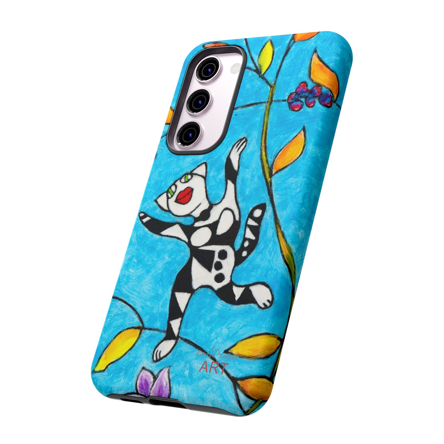 Tough Cases - Google Pixel - Samsung Galaxy - Motiv: Karierte Katze hüpft