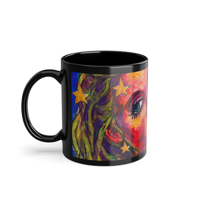 Black Coffee Cup, 11oz - Motiv: Mascha, Ausschnitt, Sterne