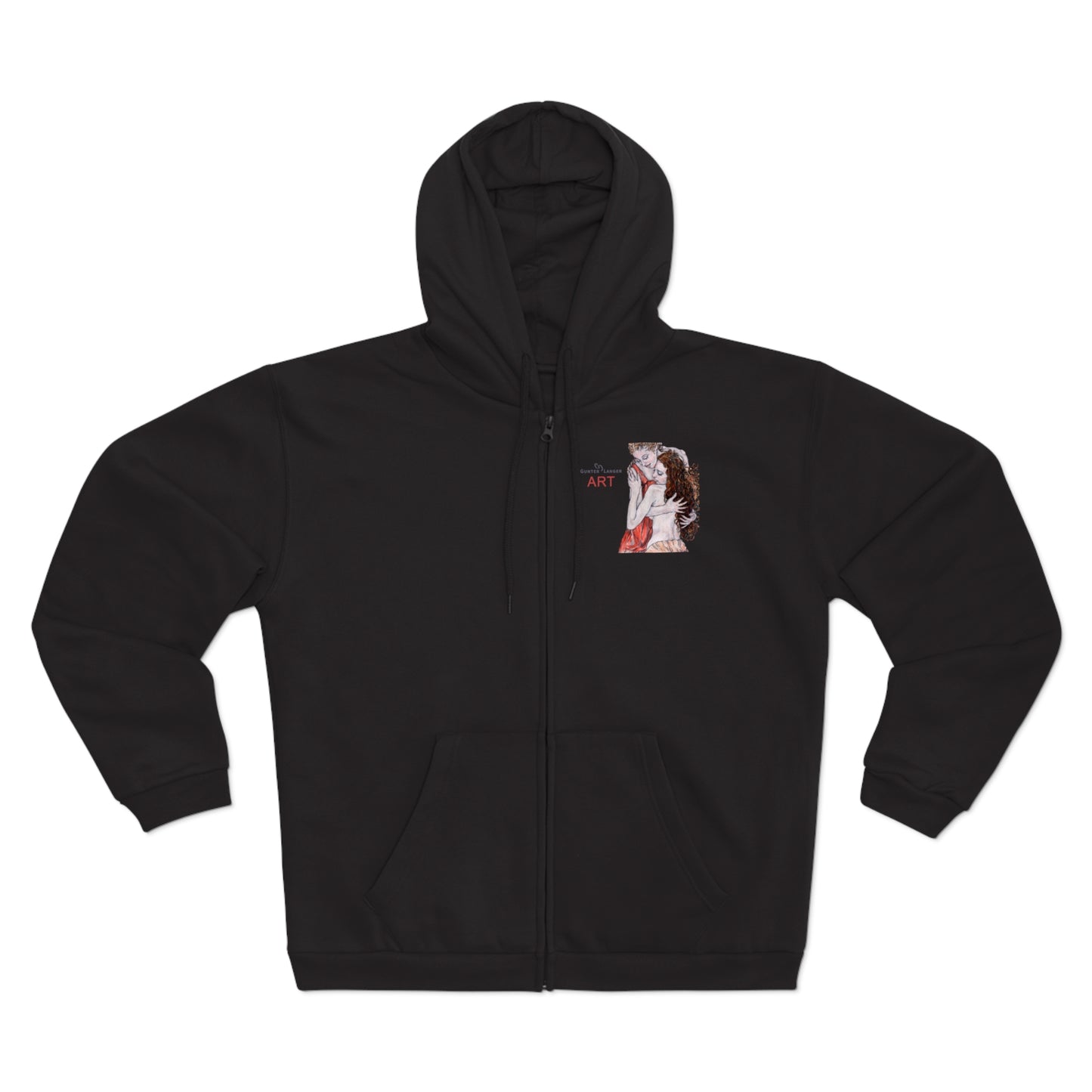 Unisex Hooded Zip Sweatshirt - Motiv: Front Bei dir, H 11 cm & Rückseite Bei dir, H 49 cm
