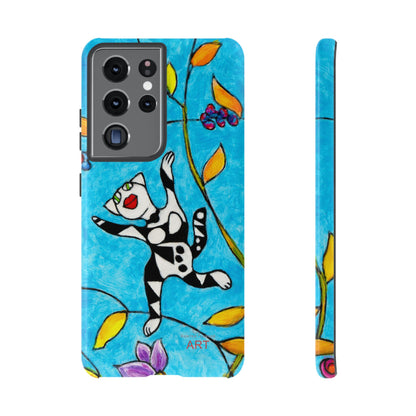 Tough Cases - Google Pixel - Samsung Galaxy - Motiv: Karierte Katze hüpft