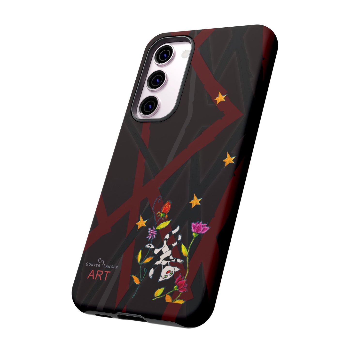 Tough Cases - Google Pixel - Samsung Galaxy - Motiv: Katze schwebt und Ranken, H 5,26 cm, Mikado3