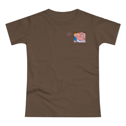 Single Jersey Women's T-shirt- dunkel - Motiv: Alva, Ausschnitt, H 6,5 cm