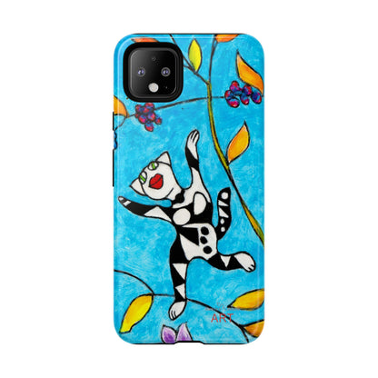 Tough Cases - Google Pixel - Samsung Galaxy - Motiv: Karierte Katze hüpft