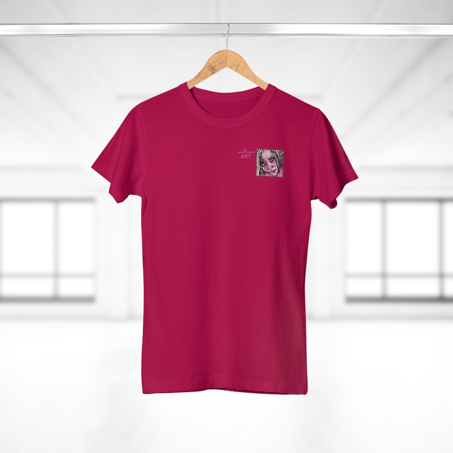 Single Jersey Women's T-shirt- dunkel - Motiv: Stella, Ausschnitt, H 6,3 cm