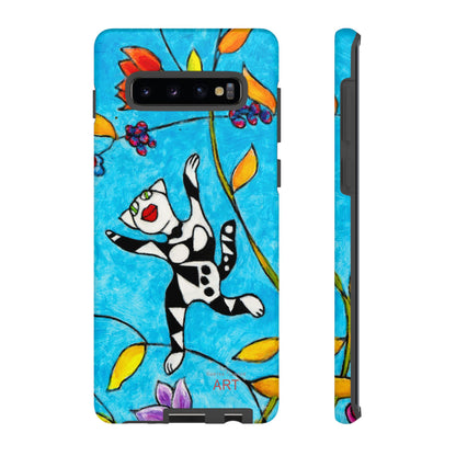 Tough Cases - Google Pixel - Samsung Galaxy - Motiv: Karierte Katze hüpft