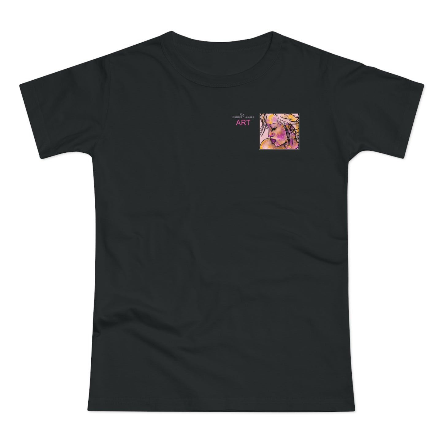 Single Jersey Women's T-shirt- dunkel - Motiv: Lilli, Ausschnitt, H 6,5 cm