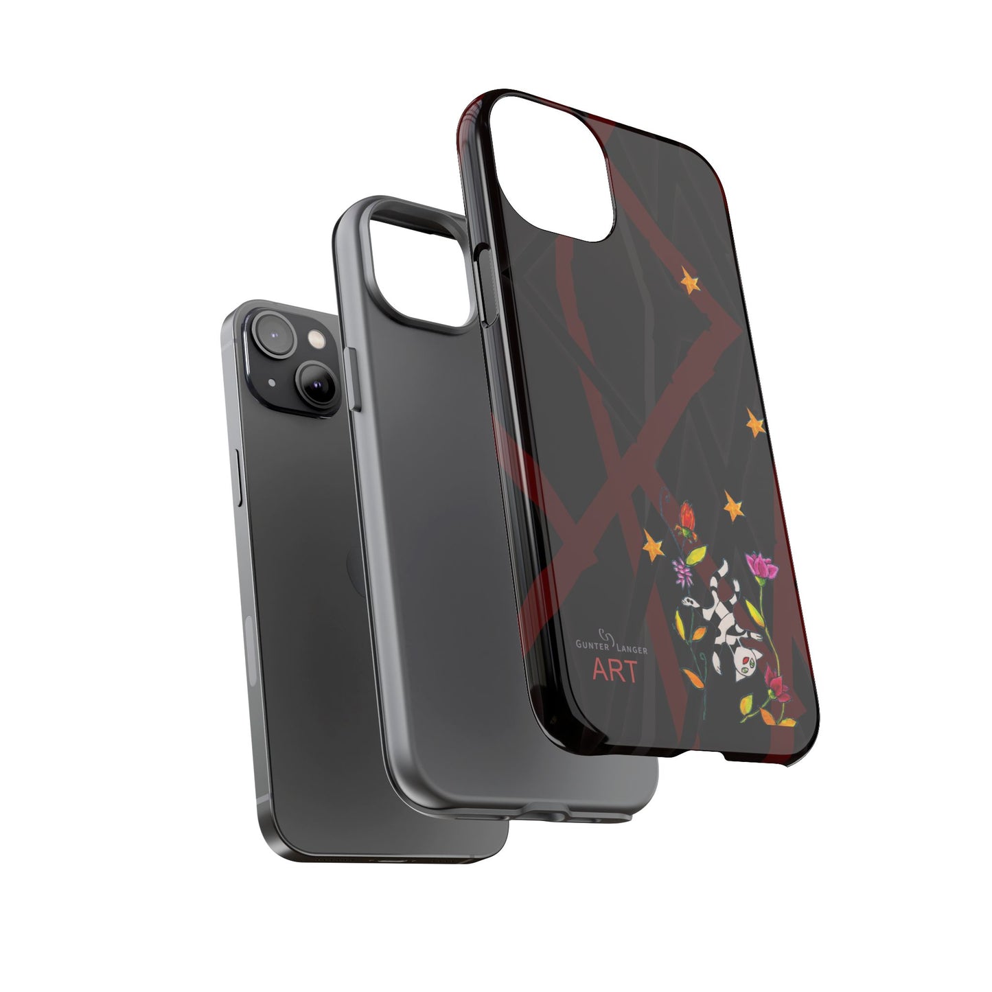 Tough Cases - Motiv: Katze schwebt und Ranken, H 5,26 cm, Mikado3