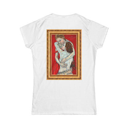 Women's Softstyle Tee - Motiv:  - Motiv: Front Nähe H 13,8 cm & Rückseite Nähe, Goldrahmen H 34,5 cm