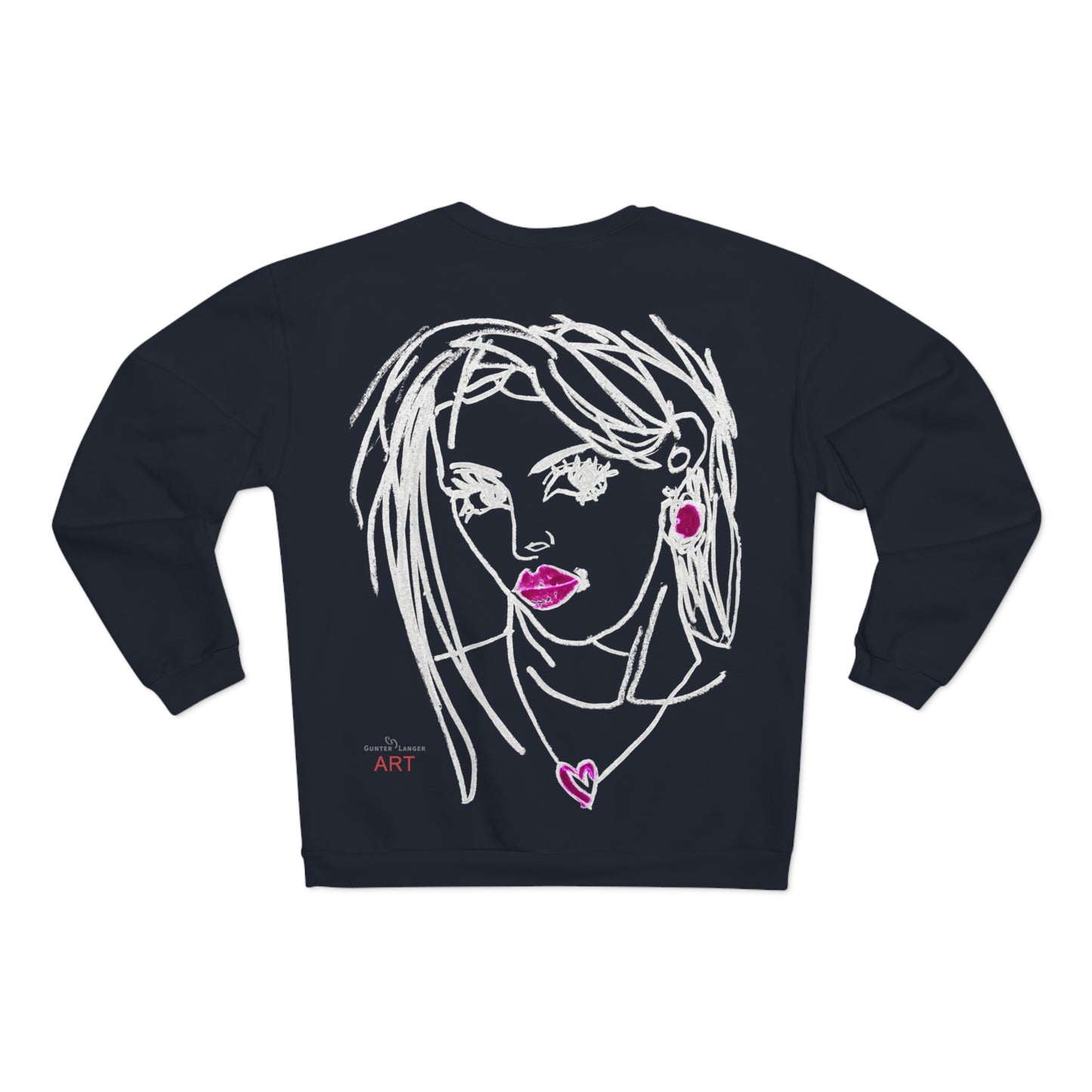 Unisex Crew Neck Sweatshirt (EU) - Motiv: Front Raja, H 49 cm & Rückseite Raja, H 49 cm (weiß)