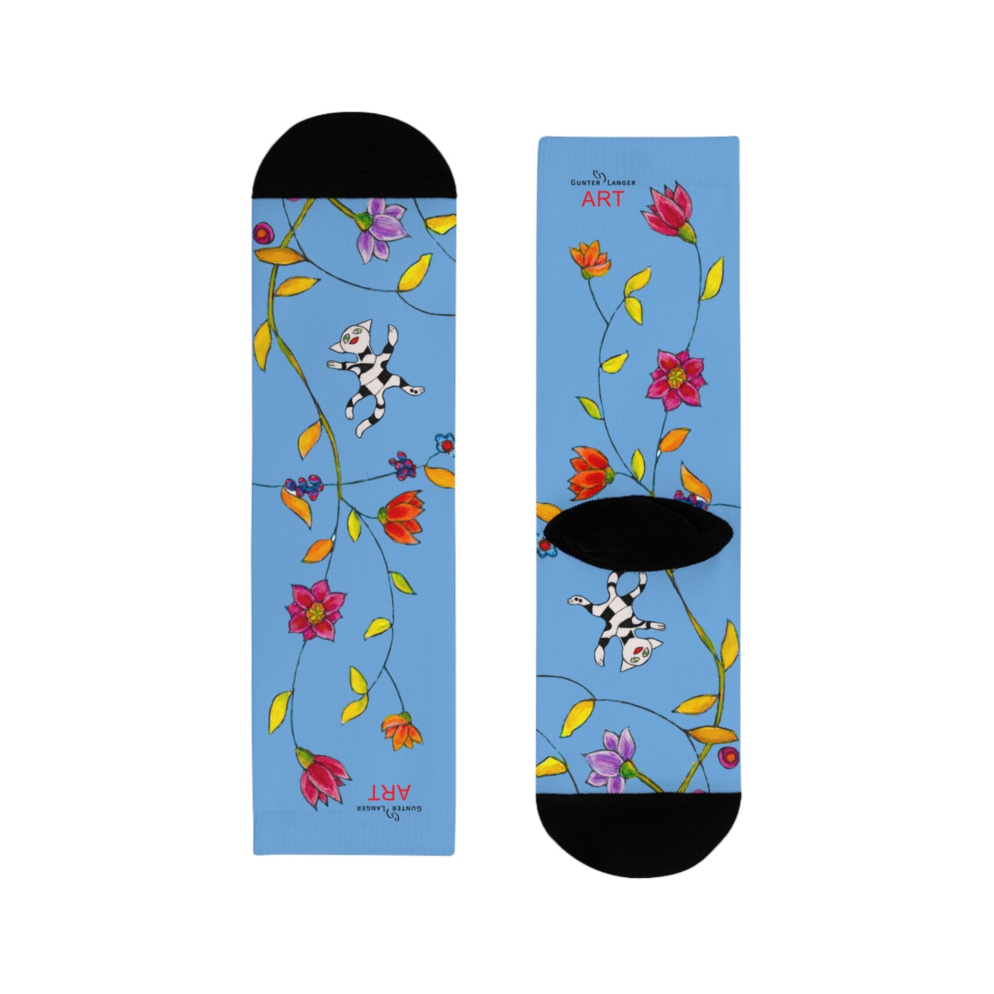 Sublimation Crew Socks (EU) - Motiv: Katzen und Ranken