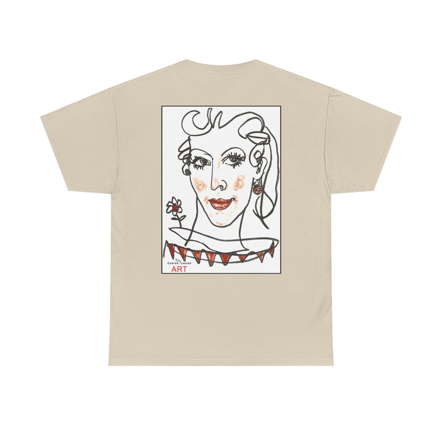 Unisex Heavy Cotton Tee - Motiv: Front Logo & Rückseite Lina, Neck Label