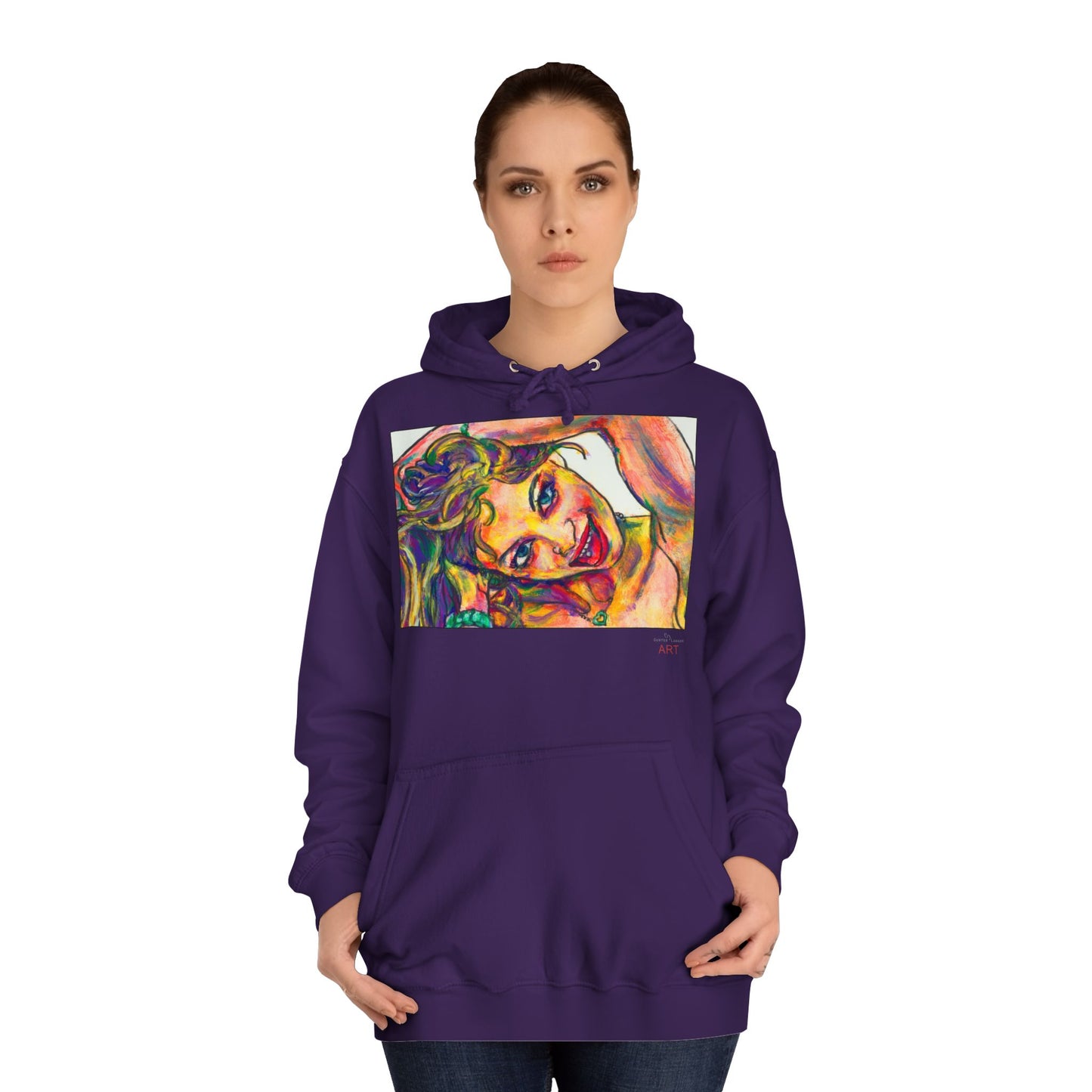 Unisex College Hoodie - Motiv: Frontseite Emma, H24 cm & Rückseite Emma, H28 cm