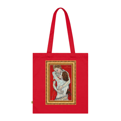 Organic Cotton Tote Bag - Mutter und Tochter - Motiv: Nähe (gerahmt) & Sylvia, zweiseitig bedruckt, H 30 cm