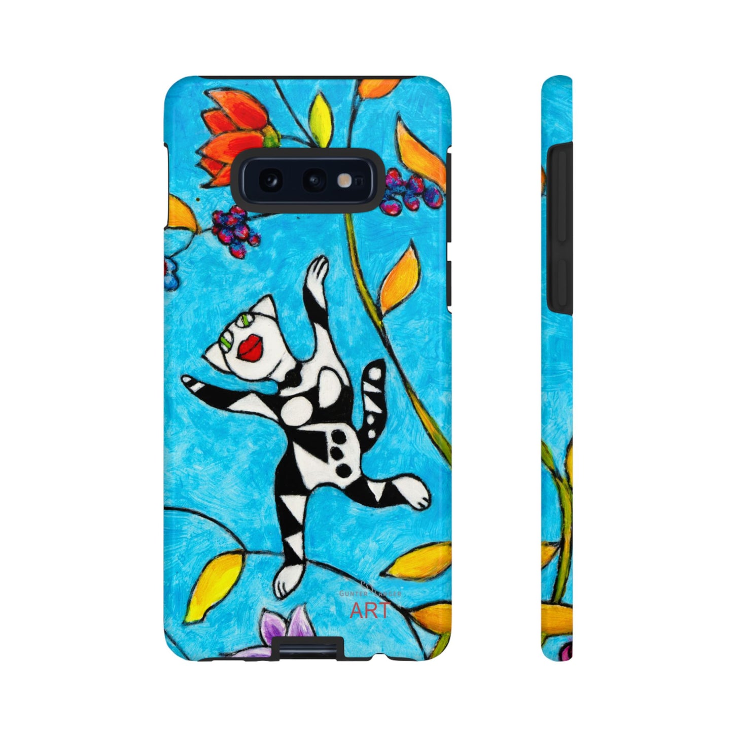 Tough Cases - Google Pixel - Samsung Galaxy - Motiv: Karierte Katze hüpft