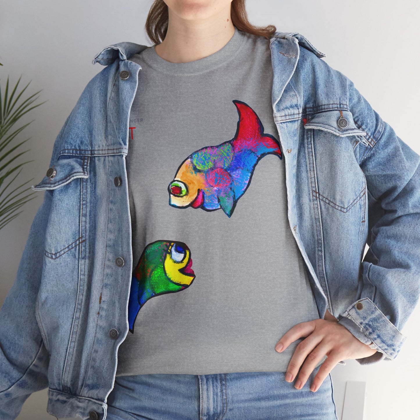 Unisex Heavy Cotton Tee - Motiv: Front Zwei Fische zueinander