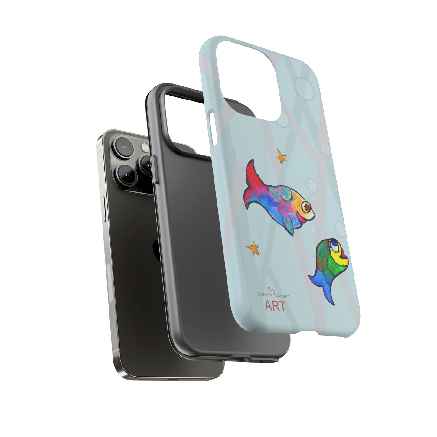 Tough Cases - iPhone - Motiv: "Fische", Mikado blau