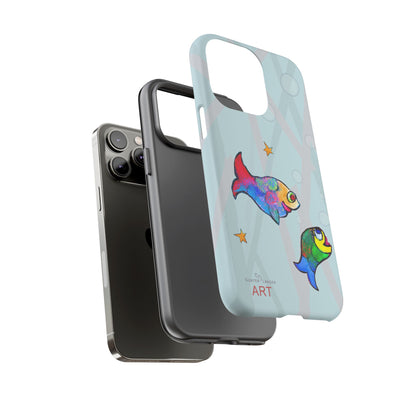 Tough Cases - iPhone - Motiv: "Fische", Mikado blau