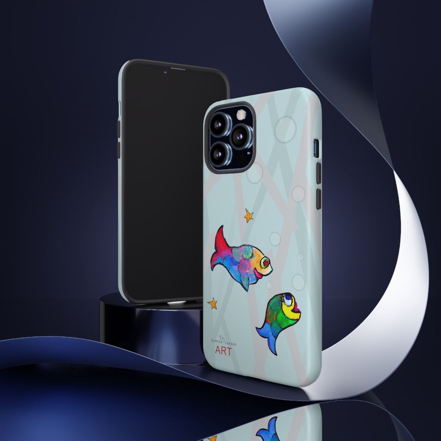 Tough Cases - iPhone - Motiv: "Fische", Mikado blau