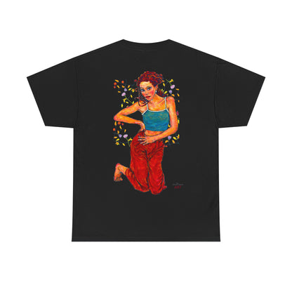 Unisex Heavy Cotton Tee - Motiv: Front, Lea, Ranken, H 13cm & Rückseite, Lea, Ranken, H 40,45 cm, Neck Label