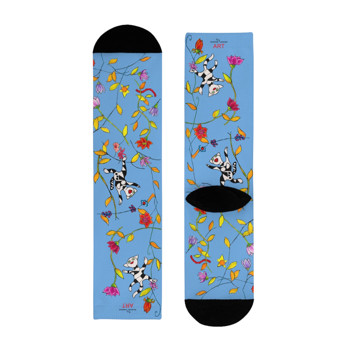 Sublimation Crew Socks (EU) - Motiv: Katzen und Ranken