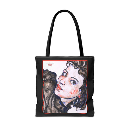 Tote Bag (AOP) - Motiv: Front Annette & Rückseite Annette 37cm, schwarz