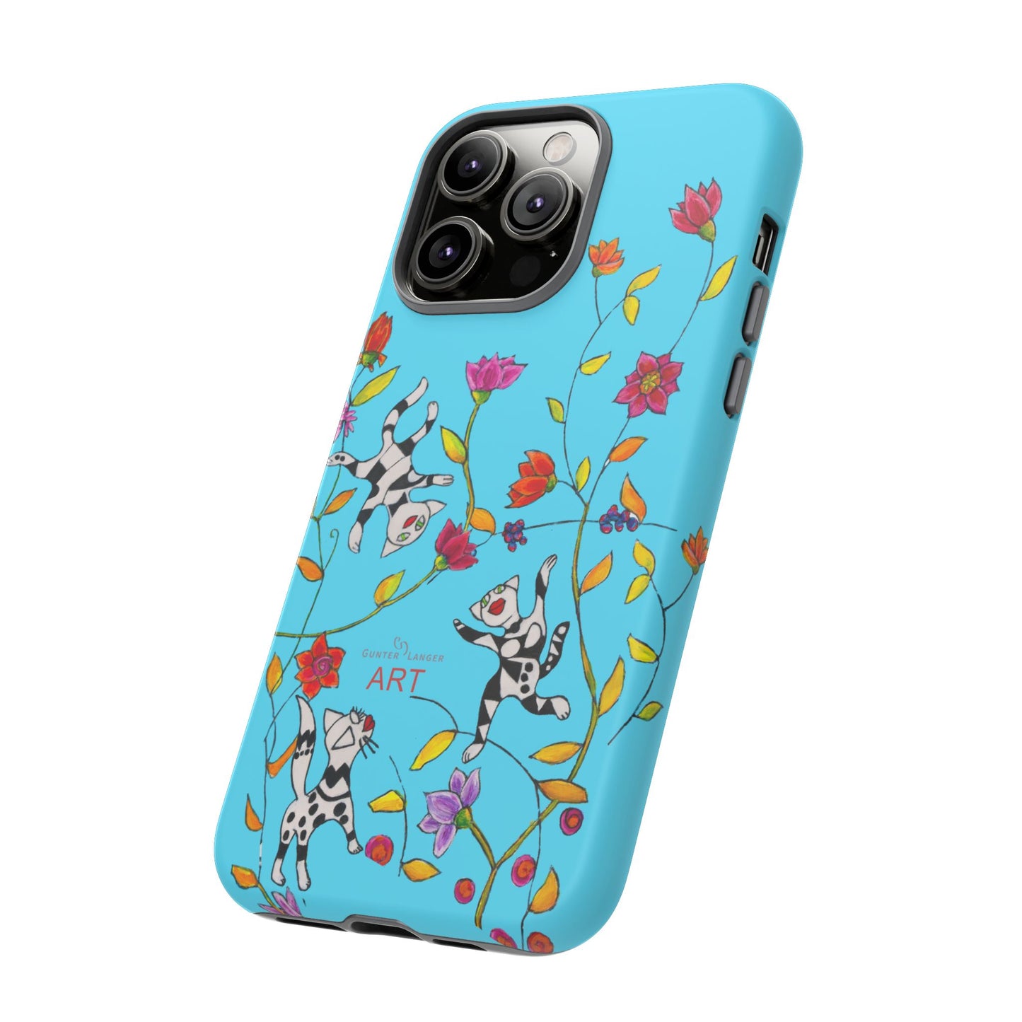 Tough Cases - iPhone - Motiv: Karierte Katzen, blau
