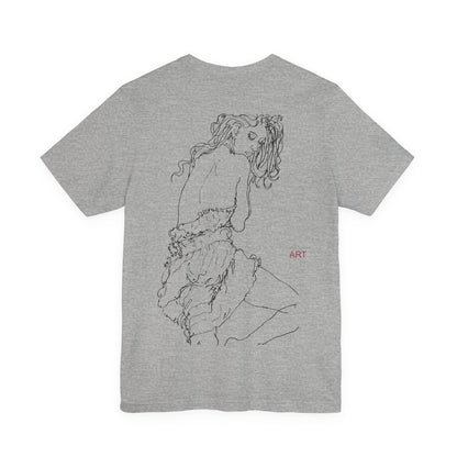 Unisex Jersey Short Sleeve Tee - Motiv: Front Logo & Rückseite Giselle H 48,42 cm, N-Label