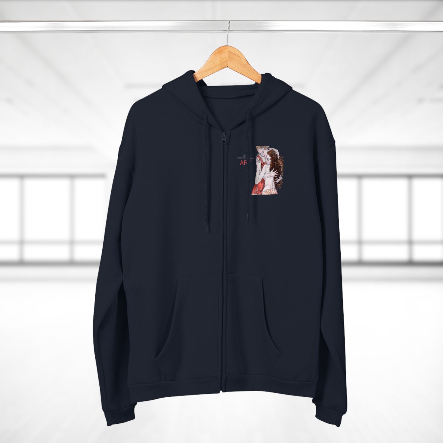Unisex Hooded Zip Sweatshirt - Motiv: Front Bei dir, H 11 cm & Rückseite Bei dir, H 49 cm