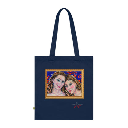 Organic Cotton Tote Bag - Motiv: Freundinnen (gerahmt), einseitig bedruckt, H30 cm