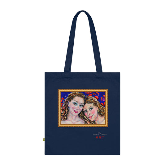 Organic Cotton Tote Bag - Motiv: Freundinnen (gerahmt), einseitig bedruckt, H30 cm