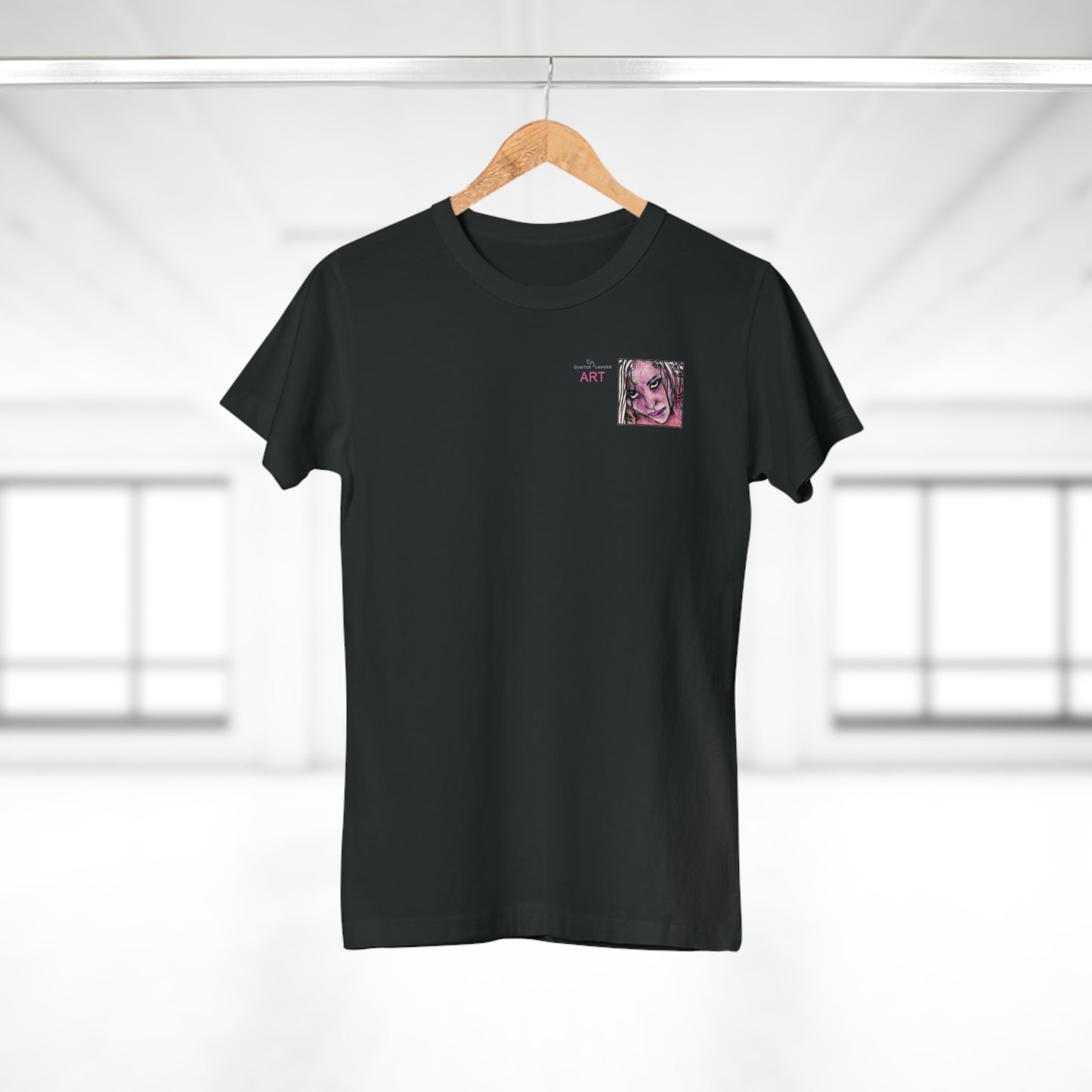 Single Jersey Women's T-shirt- dunkel - Motiv: Stella, Ausschnitt, H 6,3 cm
