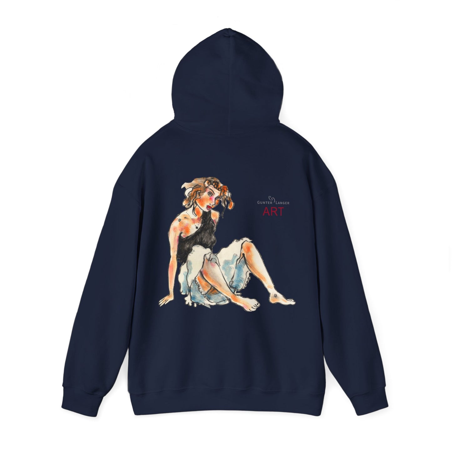 Unisex Heavy Blend™ Hooded Sweatshirt - Motiv Frontseite "Rosa", H 28 cm & Rückseite "Rosa", H 34 cm