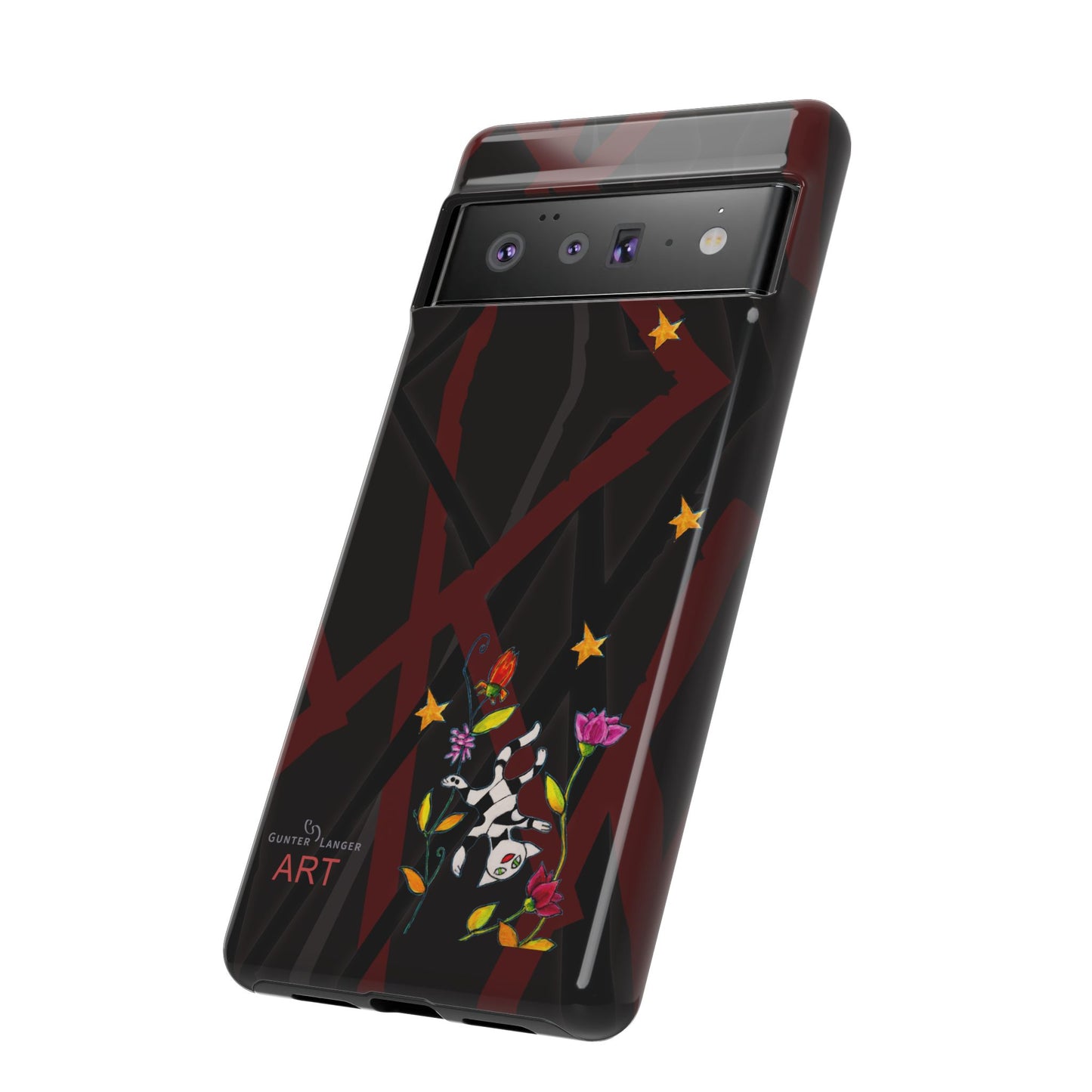 Tough Cases - Google Pixel - Samsung Galaxy - Motiv: Katze schwebt und Ranken, H 5,26 cm, Mikado3