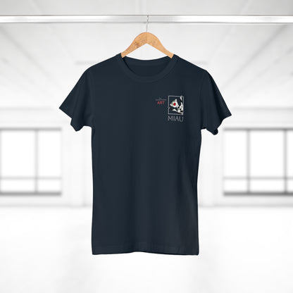 Copy of Single Jersey Women's T-shirt - dunkel - Motiv: Miau, Weiß, H 7 cm